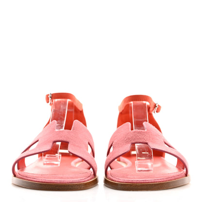 Hermes Suede Goatskin Santorini Sandals 36 Rose De Venise 3 of 9