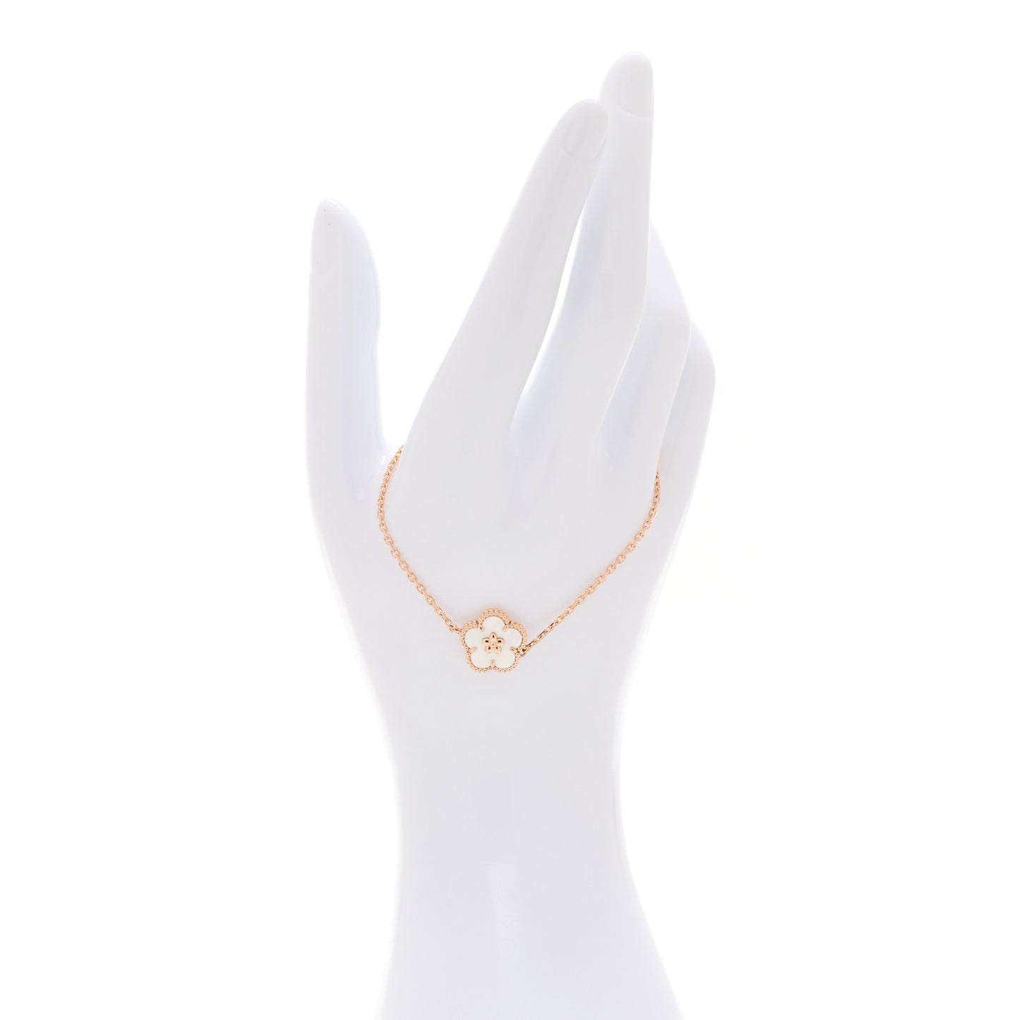 18K Rose Gold Mother Of Pearl Lucky Spring Plum Blossom Bracelet