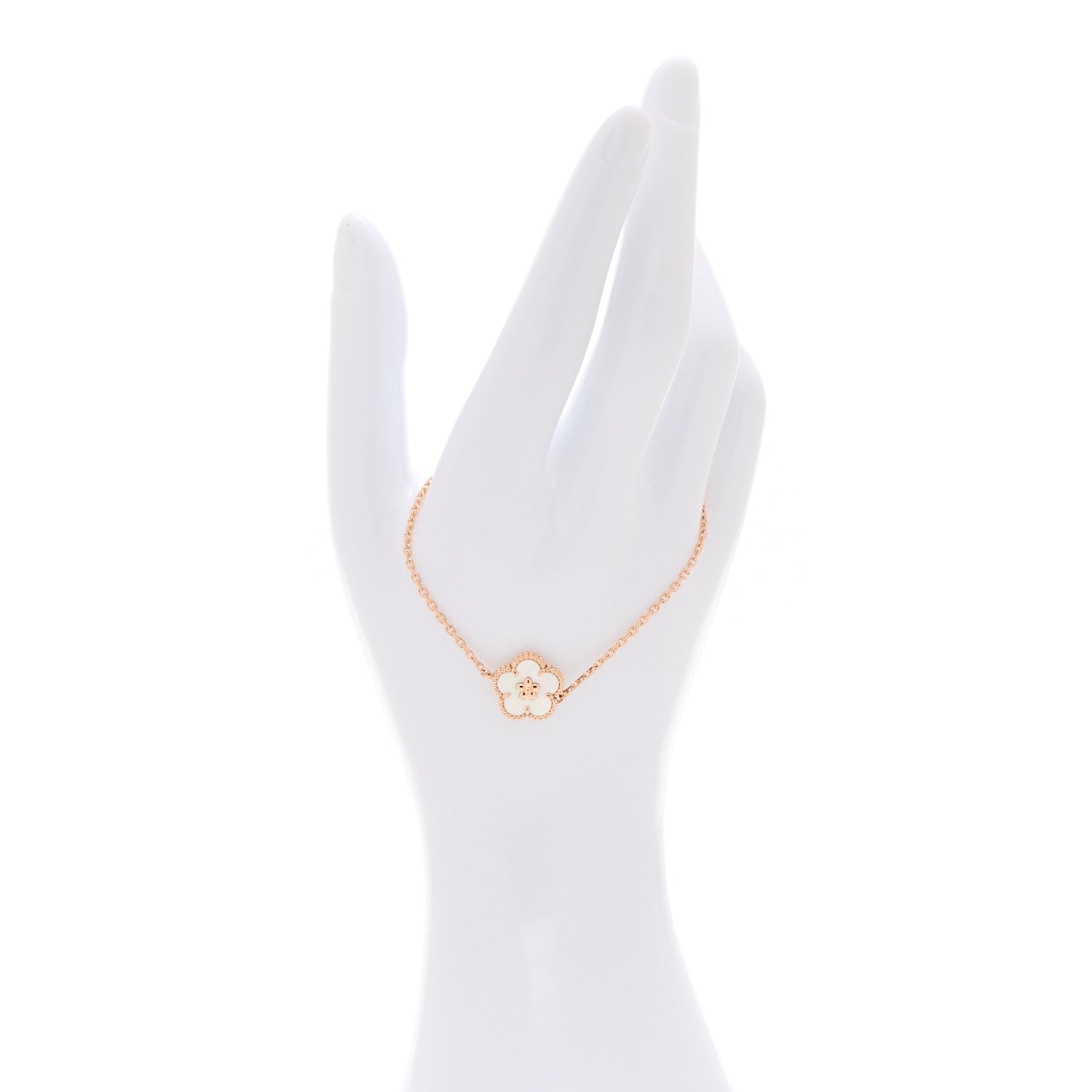 Van Cleef & Arpels 18K Rose Gold Mother Of Pearl Lucky Spring Plum Blossom Bracelet 2 of 7