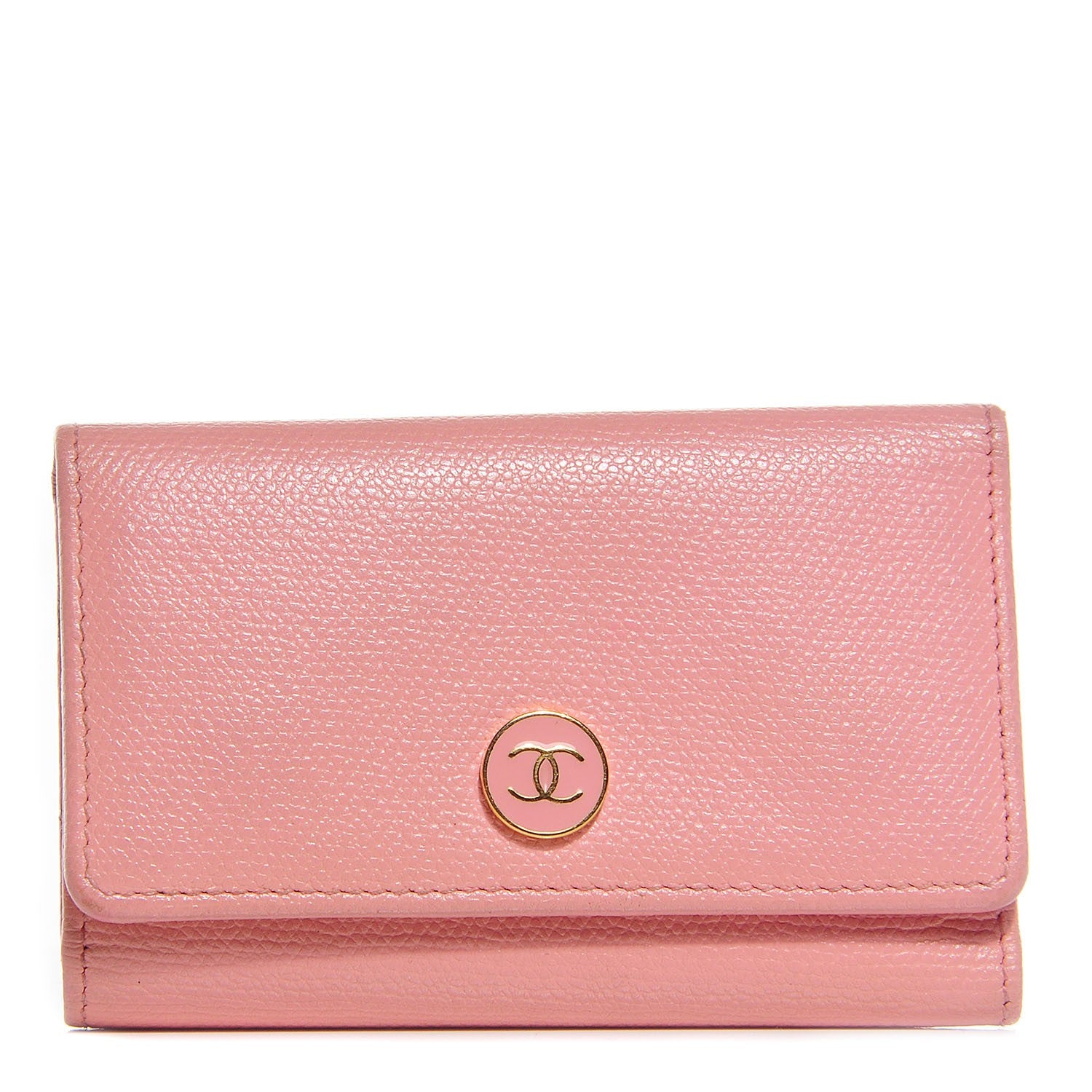 Chanel Grained Calfskin CC Button 6 Key Holder Pink 1 of 8