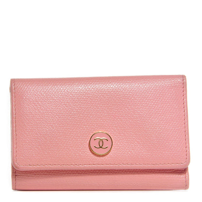 Chanel Grained Calfskin CC Button 6 Key Holder Pink 1 of 8