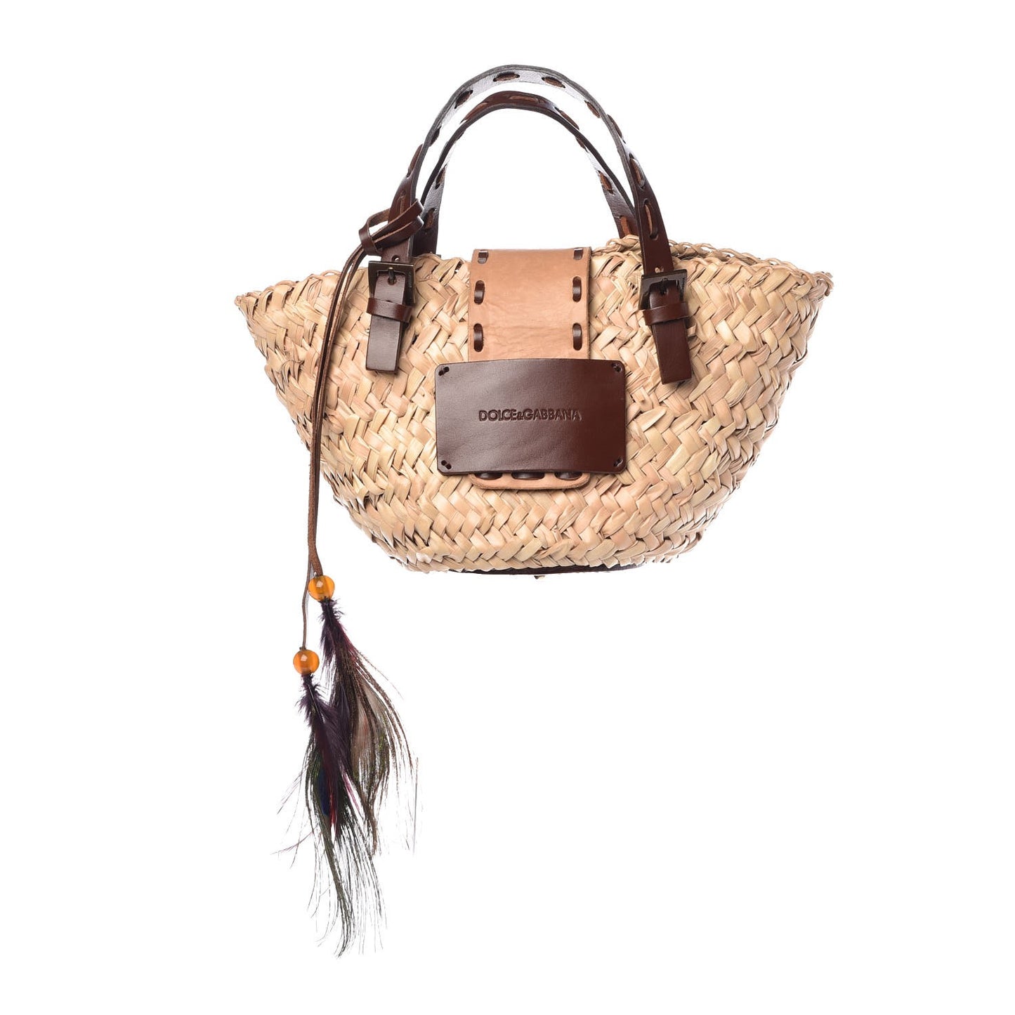 Woven Raffia Straw Tote Brown