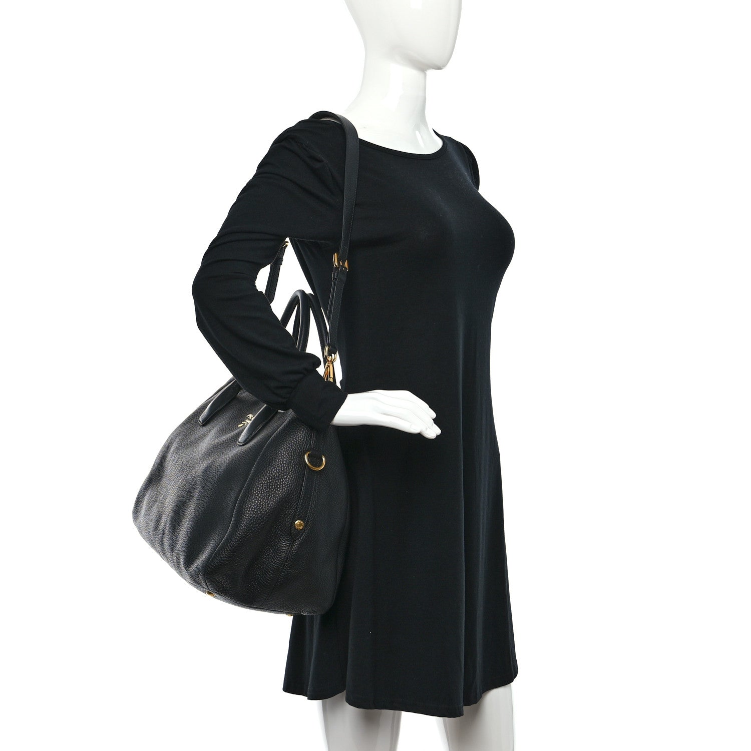 Prada Vitello Daino Tote Black 2 of 11