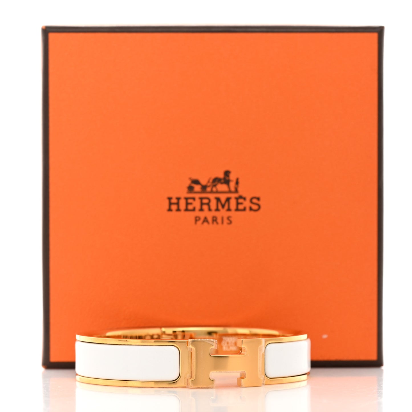 Enamel Narrow Clic Clac H Bracelet PM White