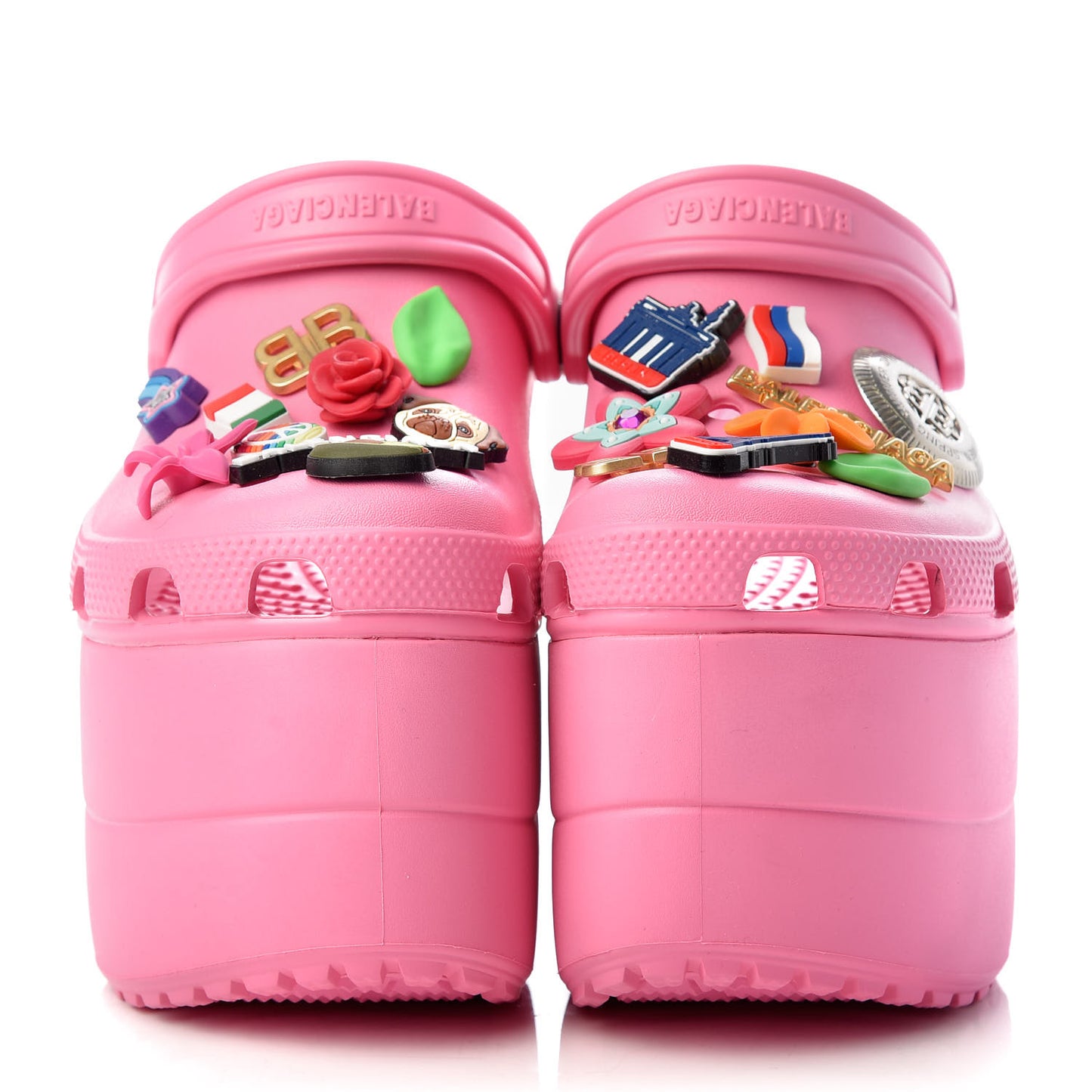 X CROCS Rubber Textured Womens Platform Sandals 36 Rose Bonbon