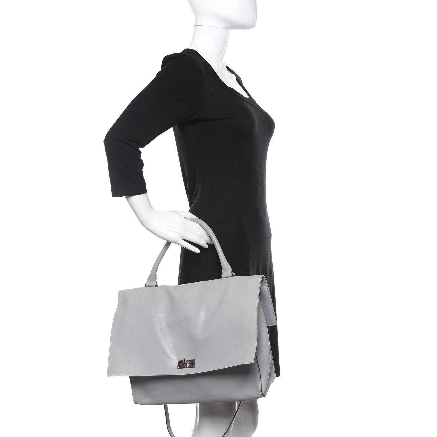 Givenchy Lambskin Medium Shark Lock Satchel Grey 3 of 16