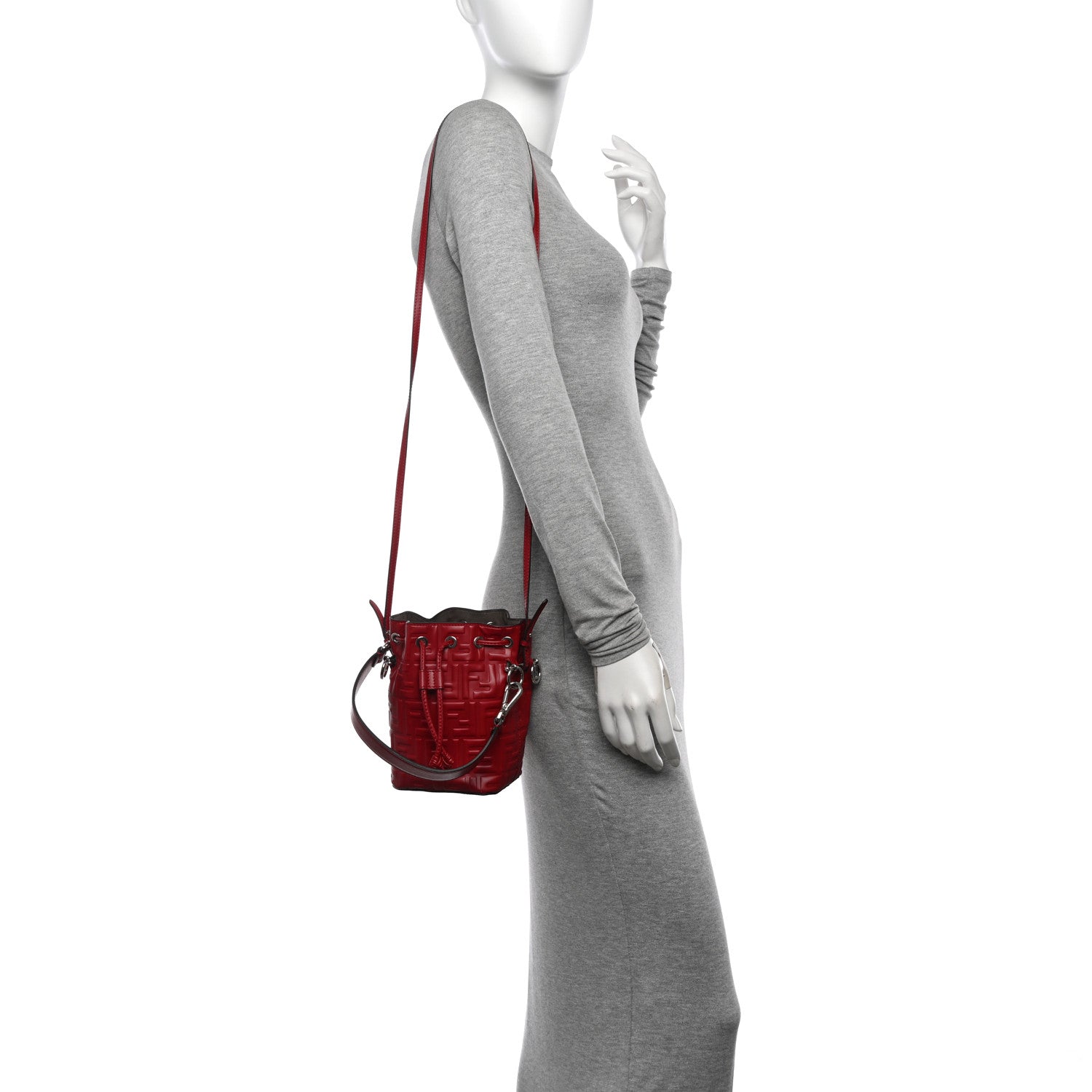 Fendi Vitello Liberty F is Fendi FF 1974 Embossed Mini Mon Tresor Bucket Bag Fragola 2 of 11
