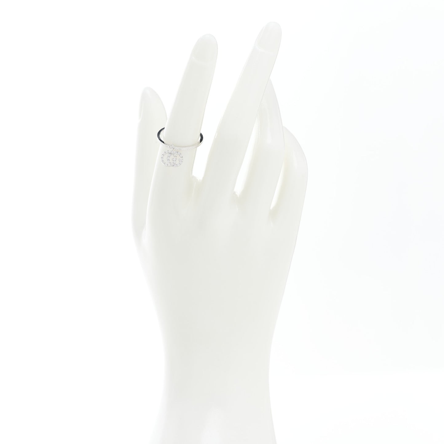 18K White Gold Diamond Running G Charm Ring 51 5.75