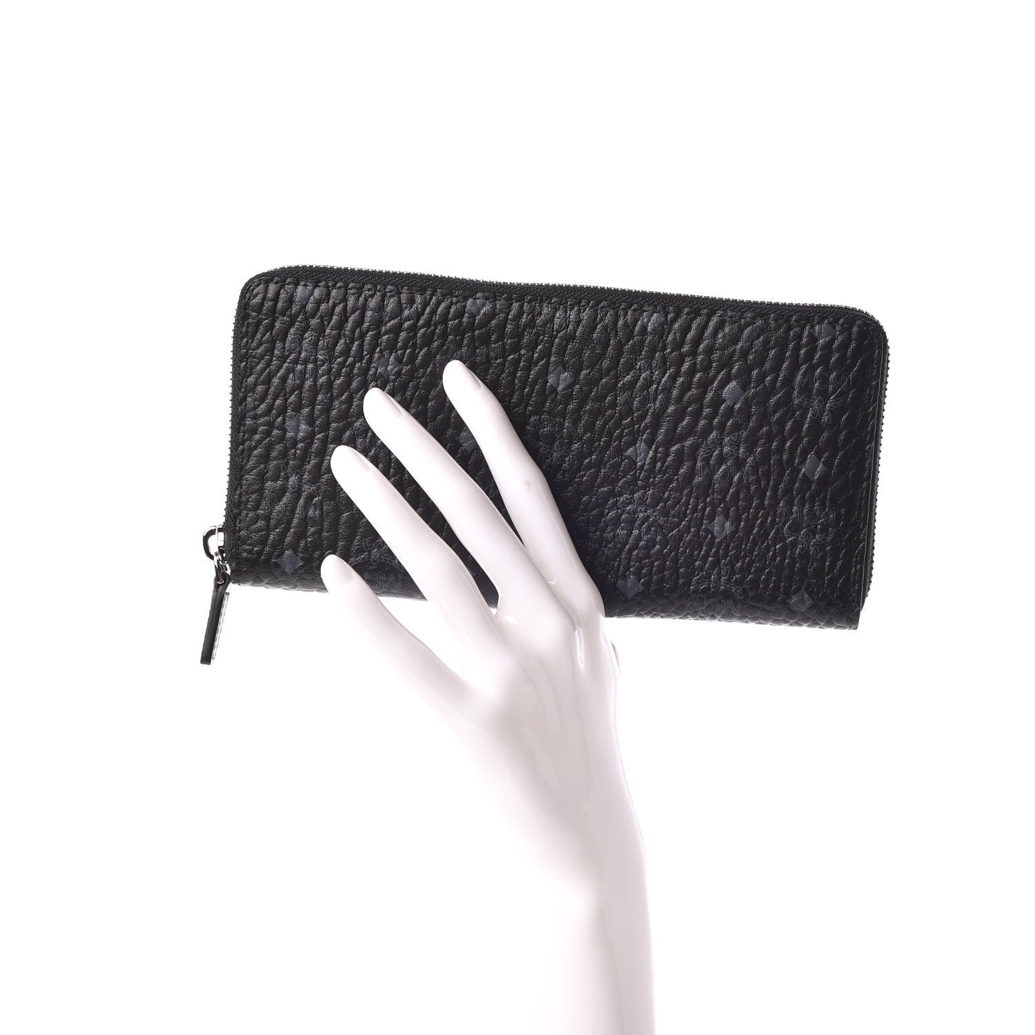 MCM Visetos Large Zip Around Wallet Black 2 of 8