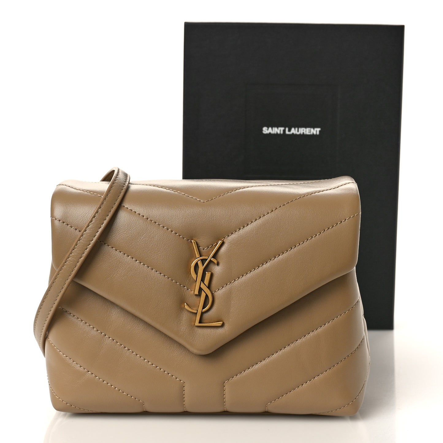 Calfskin Y Quilted Monogram Toy Loulou Crossbody Bag Dark Latte