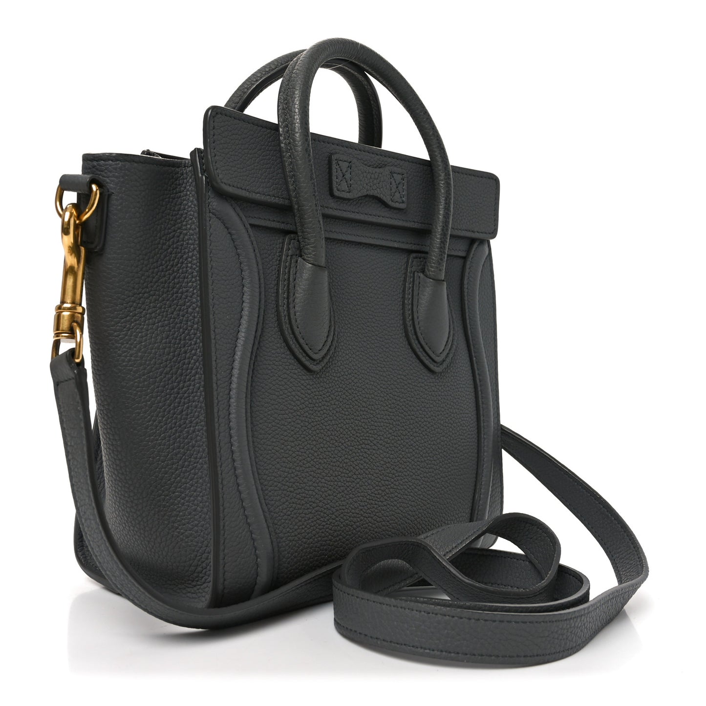 Drummed Calfskin Nano Luggage Kohl