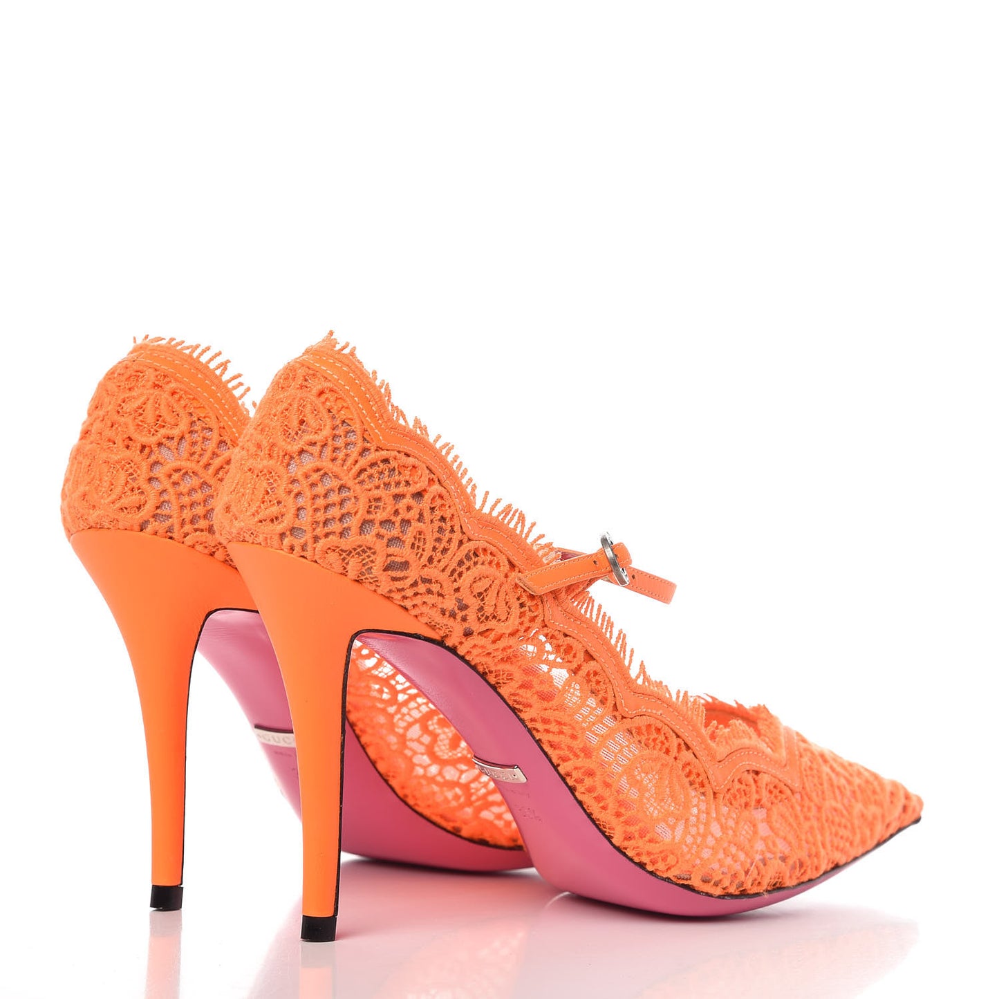 Lace Pizzo Venice Pumps 38.5 Orange Fluo