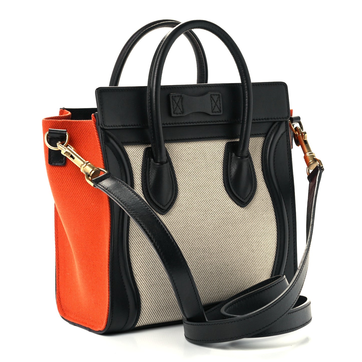 Canvas Smooth Calfskin Nano Tri-Color Luggage Natural
