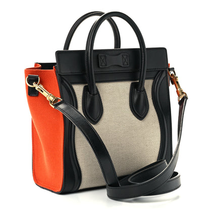 Celine Canvas Smooth Calfskin Nano Tri-Color Luggage Natural 2 of 9