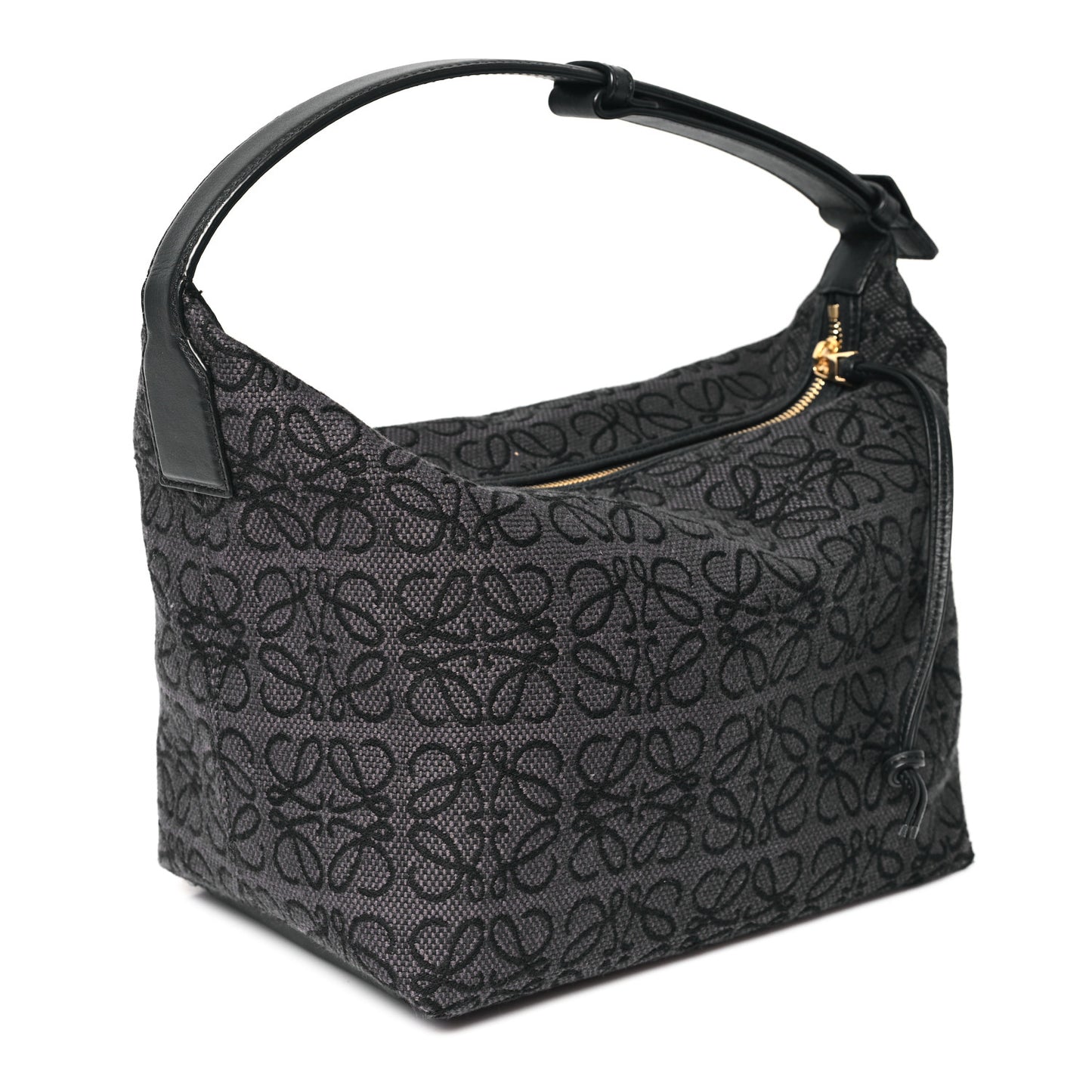 Jacquard Anagram Calfskin Medium Cubi Bag Anthracite Black