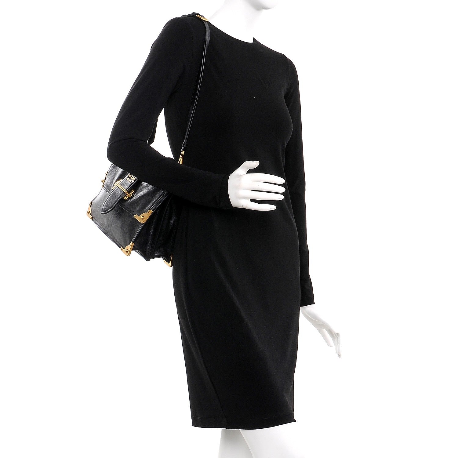 Prada Calfskin Saffiano Cahier Top Handle Bag Black 2 of 8