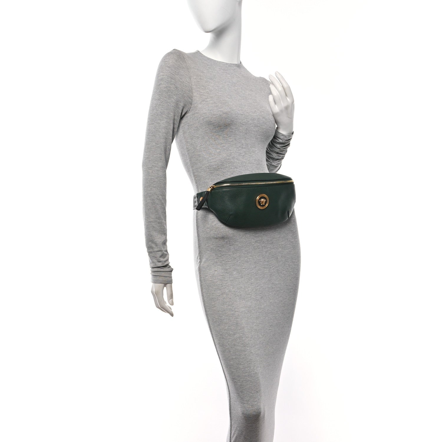 Versace Grained Calfskin Vanitas Medea Belt Bag Green 2 of 9