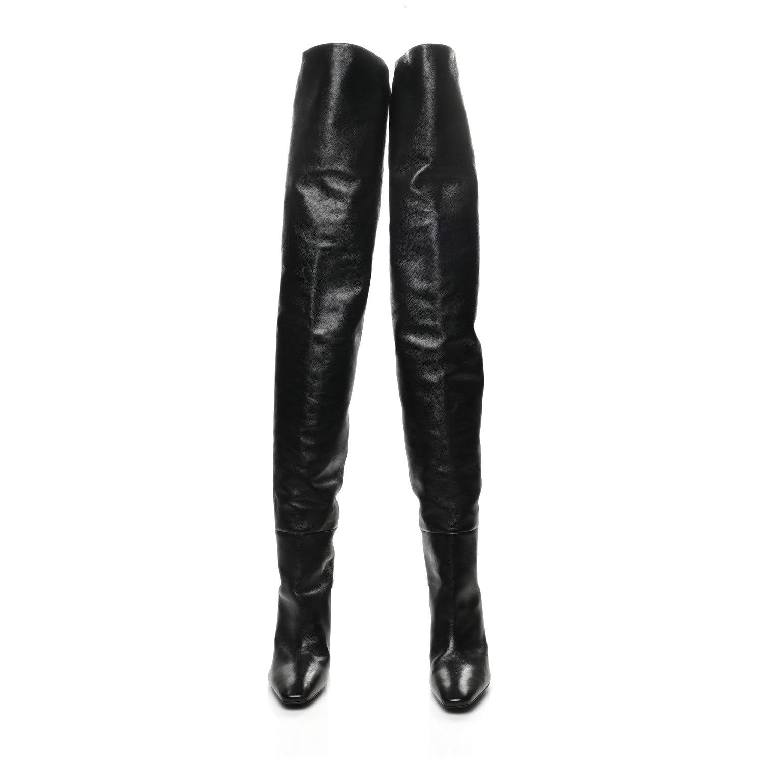 Saint Laurent Smooth Calfskin Betty 95 Over The Knee Boots 37.5 Black 2 of 7