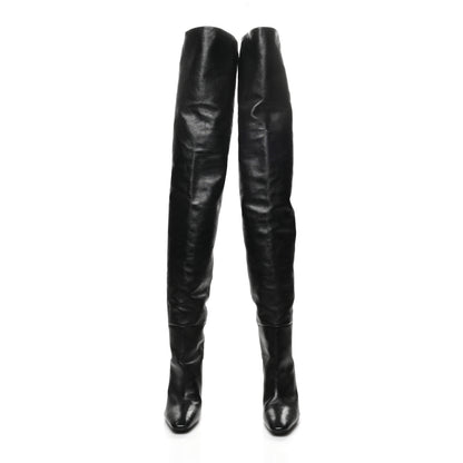 Saint Laurent Smooth Calfskin Betty 95 Over The Knee Boots 37.5 Black 2 of 7