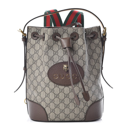 Gucci GG Supreme Monogram Neo Vintage Drawstring Bucket Backpack Beige New Acero Crop 1 of 10