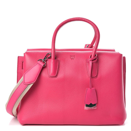 MCM Grained Calfskin Medium Milla Tote Beetroot Pink 1 of 9