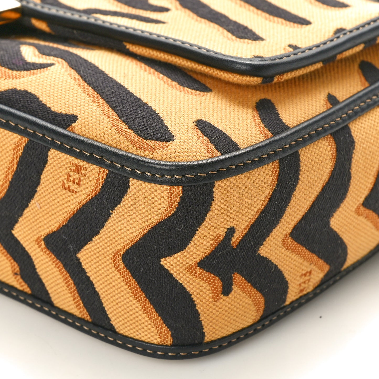 Canvas Chinese New Year Tiger Embroidered Baguette Black Dark Yellow