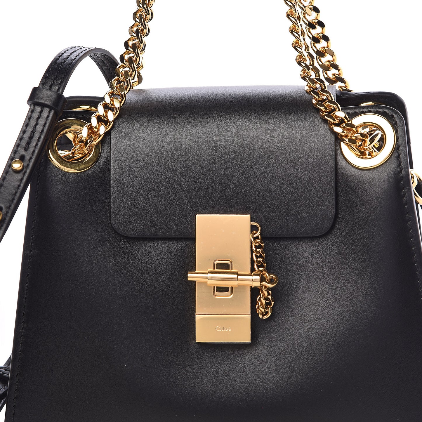 Shiny Calfskin Mini Annie Shoulder Bag Black