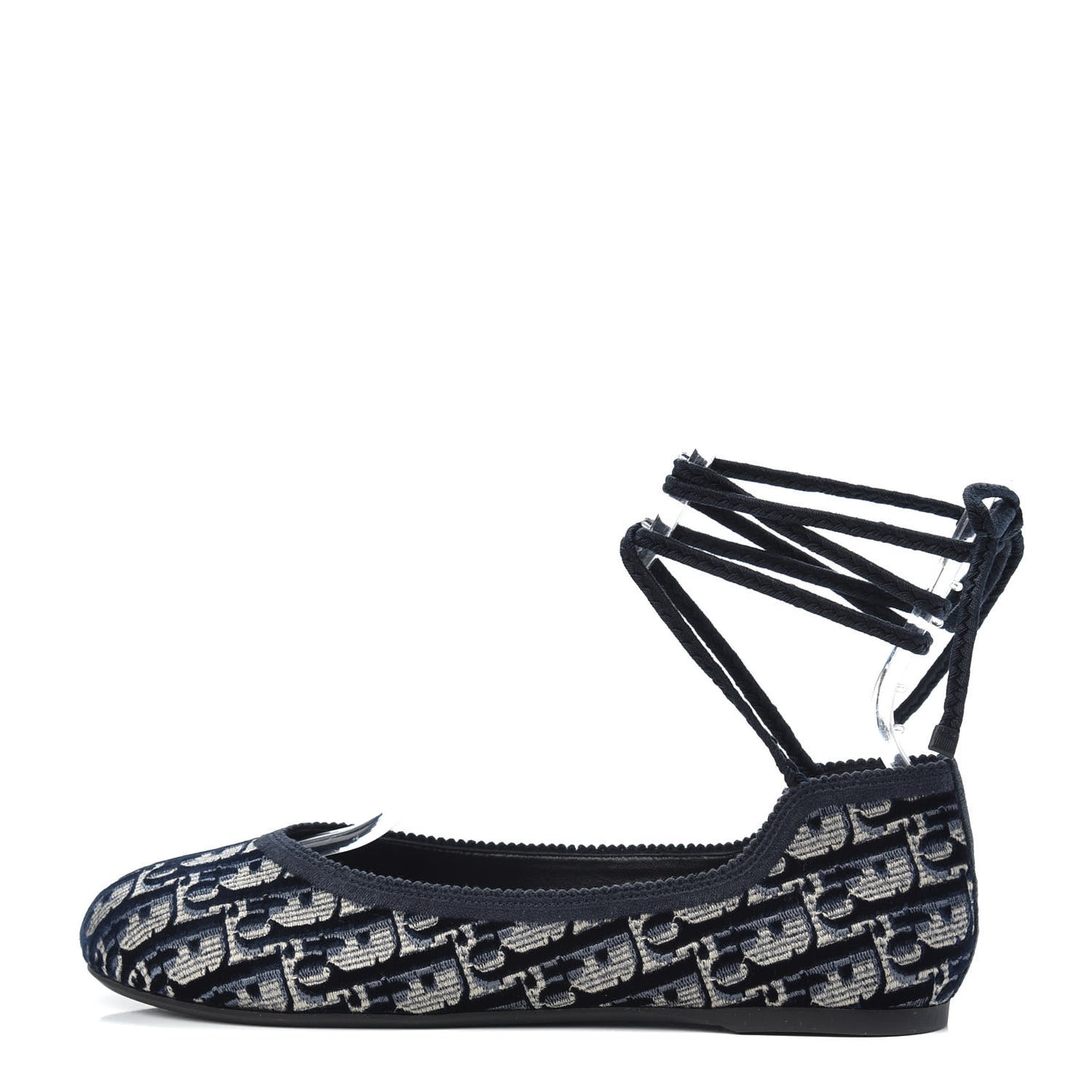 Velvet Oblique Poeme Laced Ballerina Flats 39 Blue
