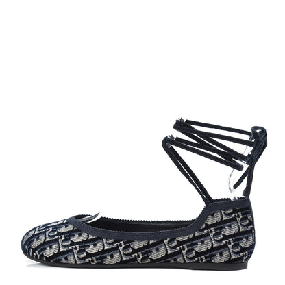Christian Dior Velvet Oblique Poeme Laced Ballerina Flats 39 Blue 1 of 8