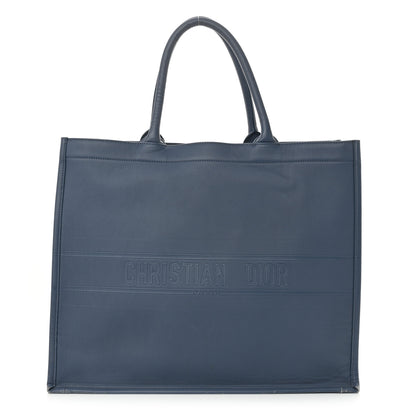 Christian Dior Calfskin Embossed Large Book Tote Blue 1 of 15