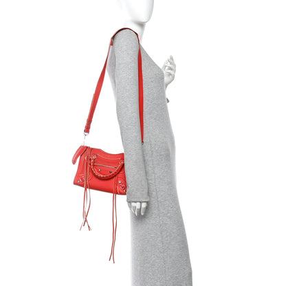 Balenciaga Supple Grained Calfskin Classic Silver Hardware Highlight Mini City Rouge Fraise 2 of 13