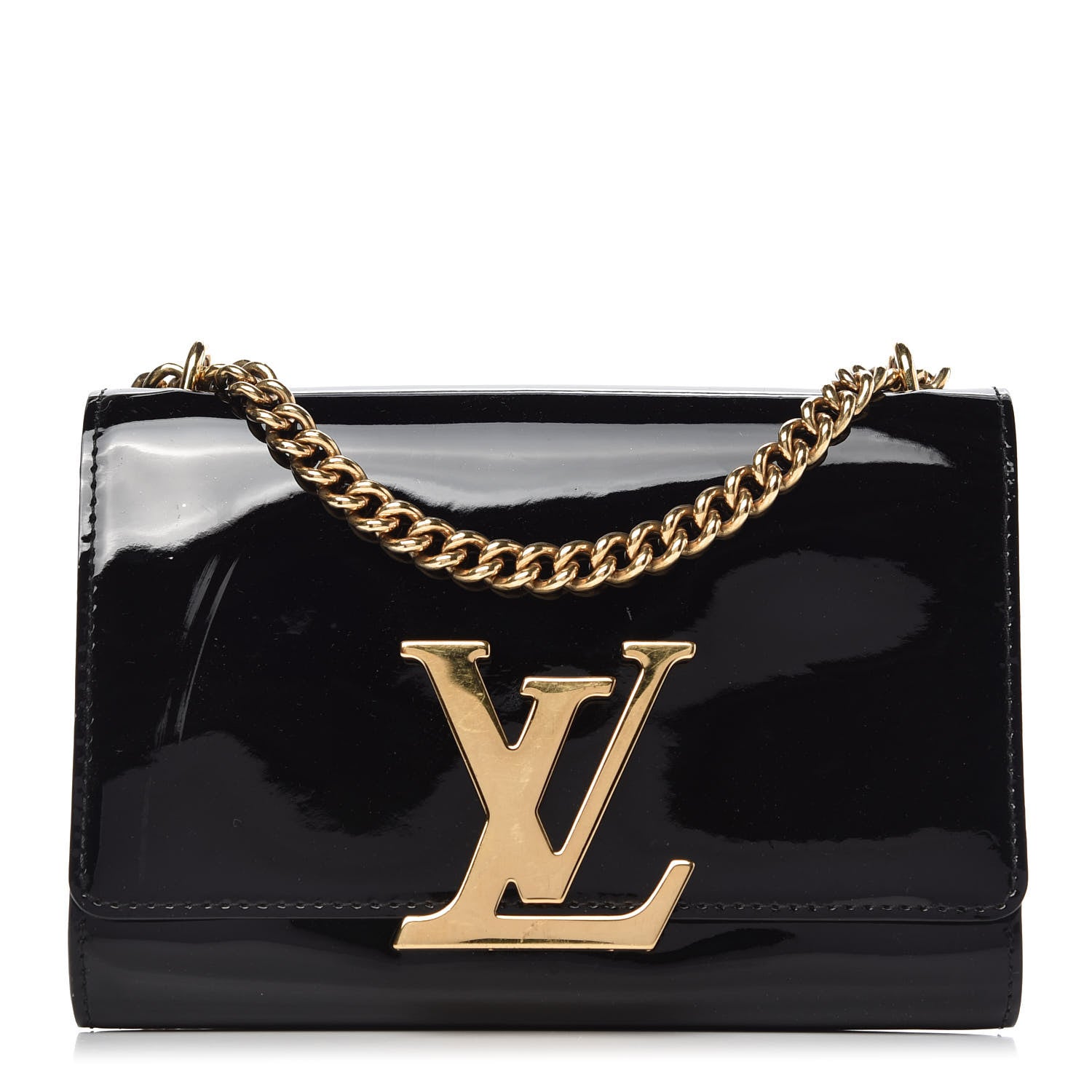 Louis Vuitton Patent Louise PM Chain Clutch Black 1 of 8