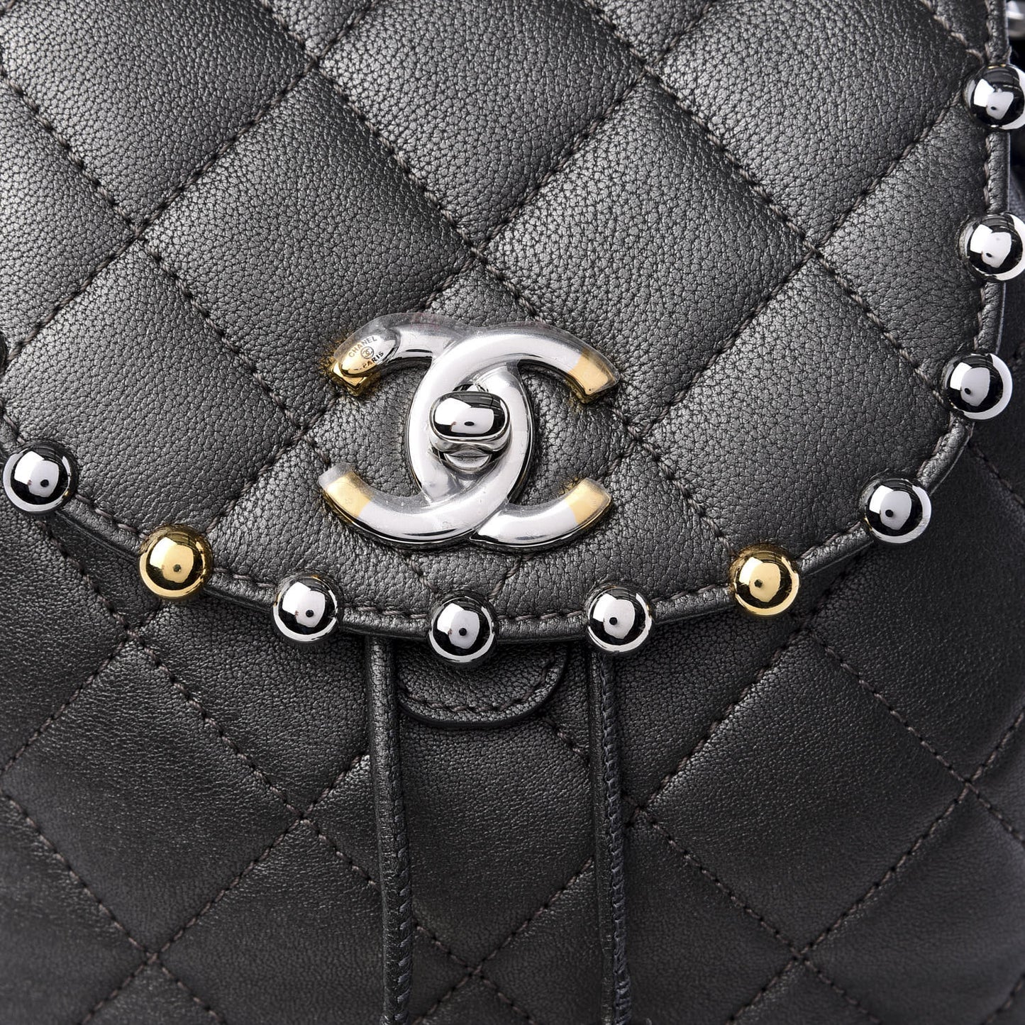 Lambskin Quilted Metallic Bubble Backpack Black