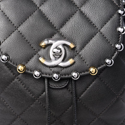 Chanel Lambskin Quilted Metallic Bubble Backpack Black 8 of 8