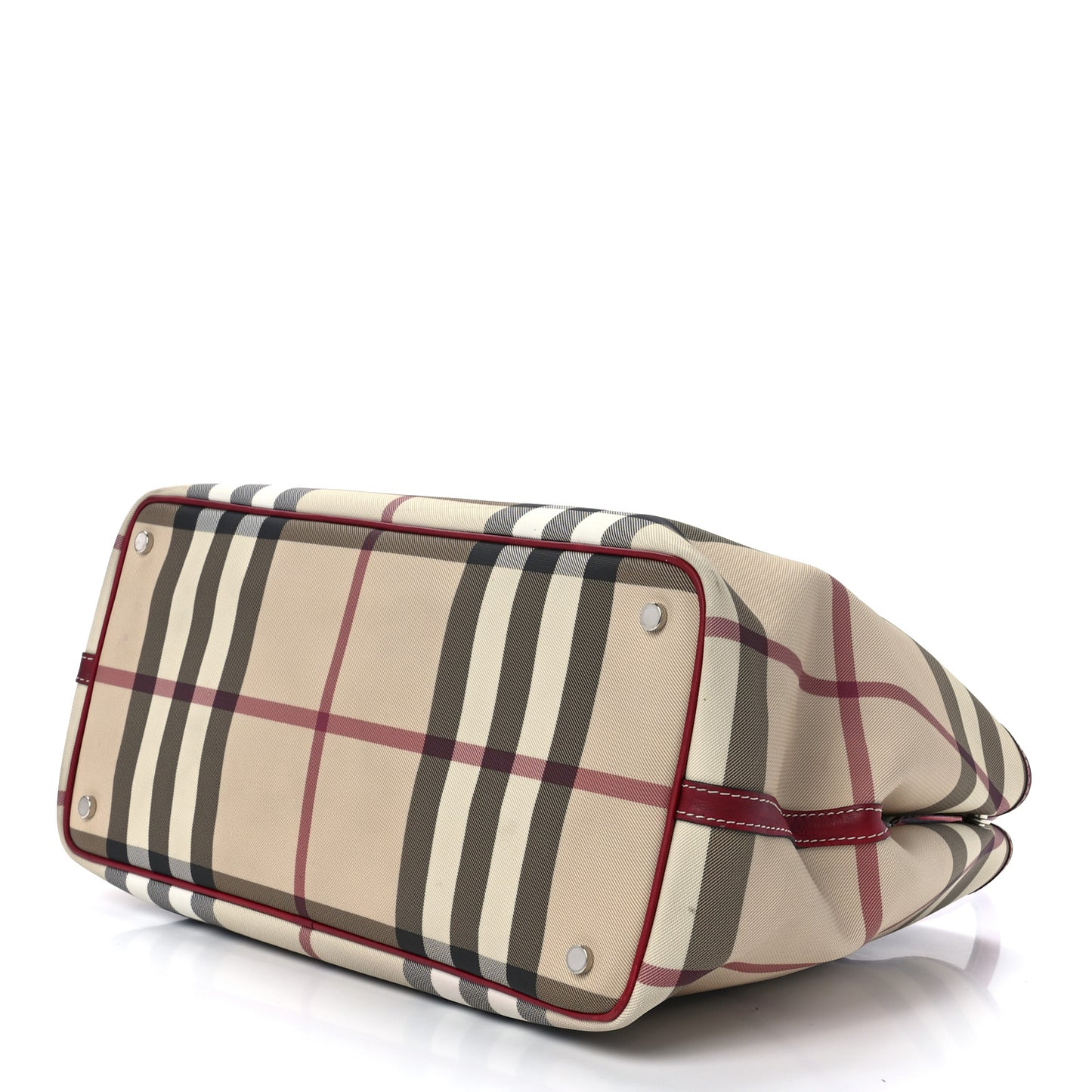 House Check Buckle Tote Red