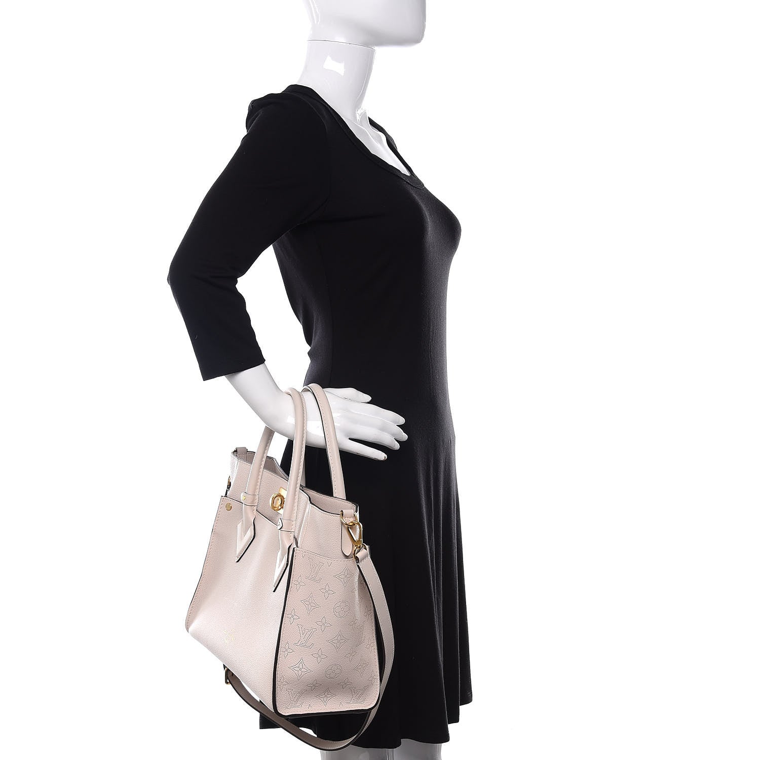Louis Vuitton Calfskin Monogram On My Side Greige 2 of 12