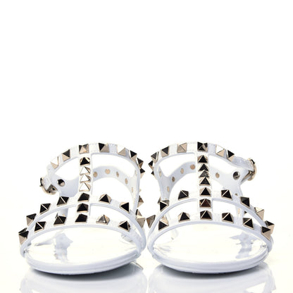 Valentino Garavani PVC Jelly Rockstud Caged Flat T-Strap Sandals 35 Optic White 2 of 10