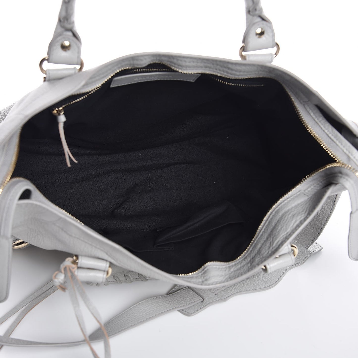 BALENCIAGA Chevre Gold Metallic Edge City Gris Perle