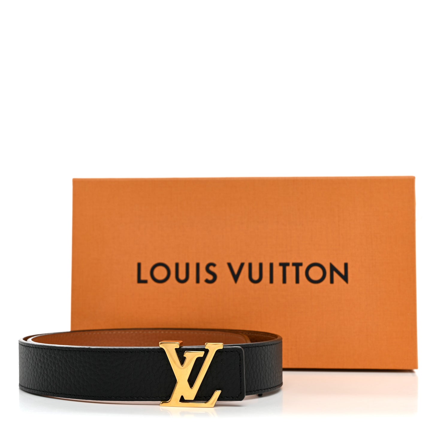 Taurillon Calfskin 30mm LV Initiales Reversible Belt 80 32 Black