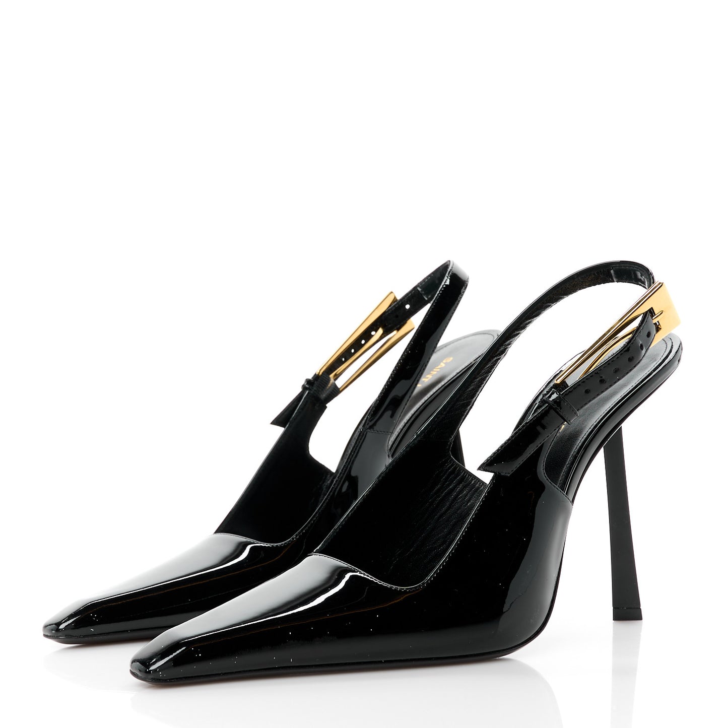 Glazed Calfskin Lee Slingback Pumps 40 Black