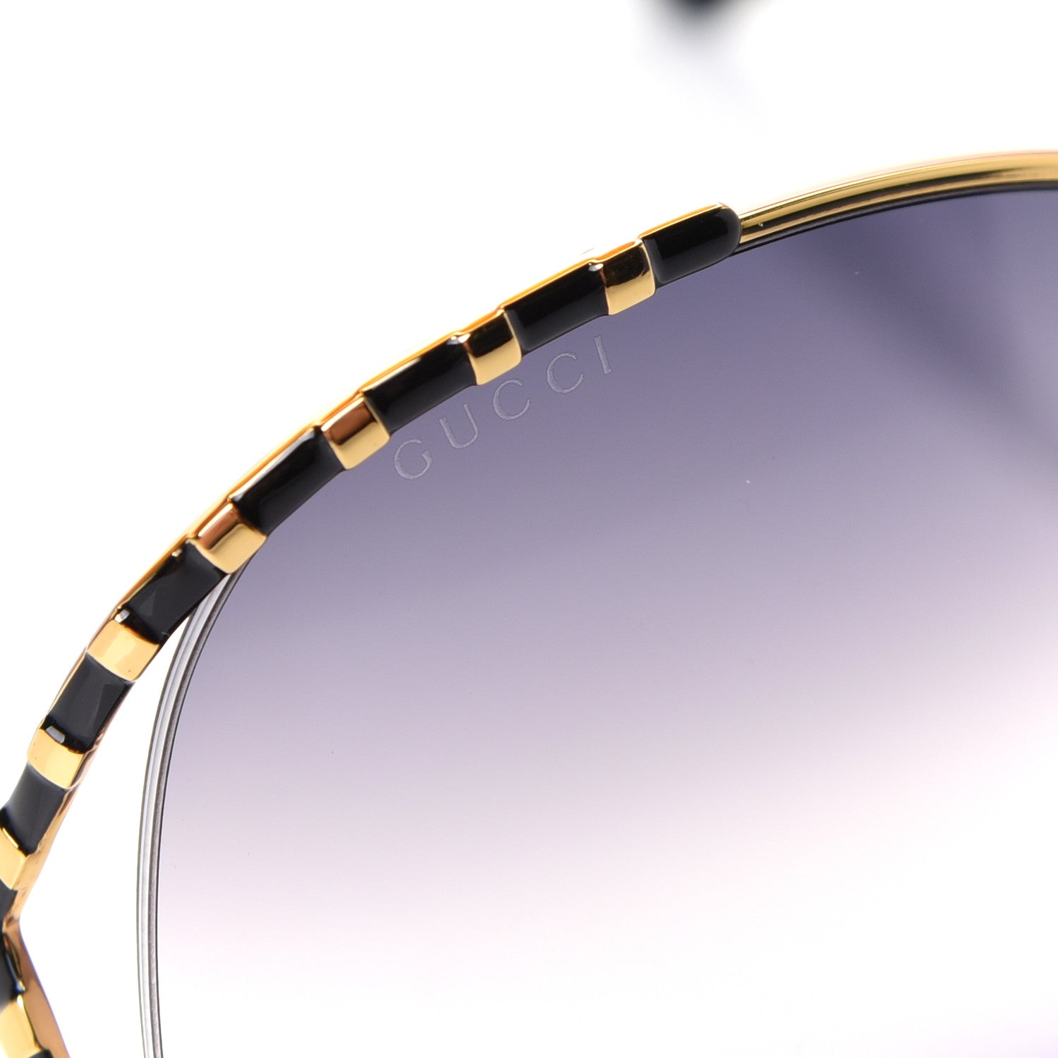 Gucci Metal Round Frame GG0595S Sunglasses Gold Black 6 of 9