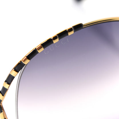 Gucci Metal Round Frame GG0595S Sunglasses Gold Black 6 of 9