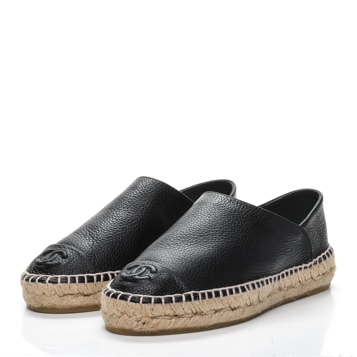 Grained Calfskin CC Espadrilles 35 Black