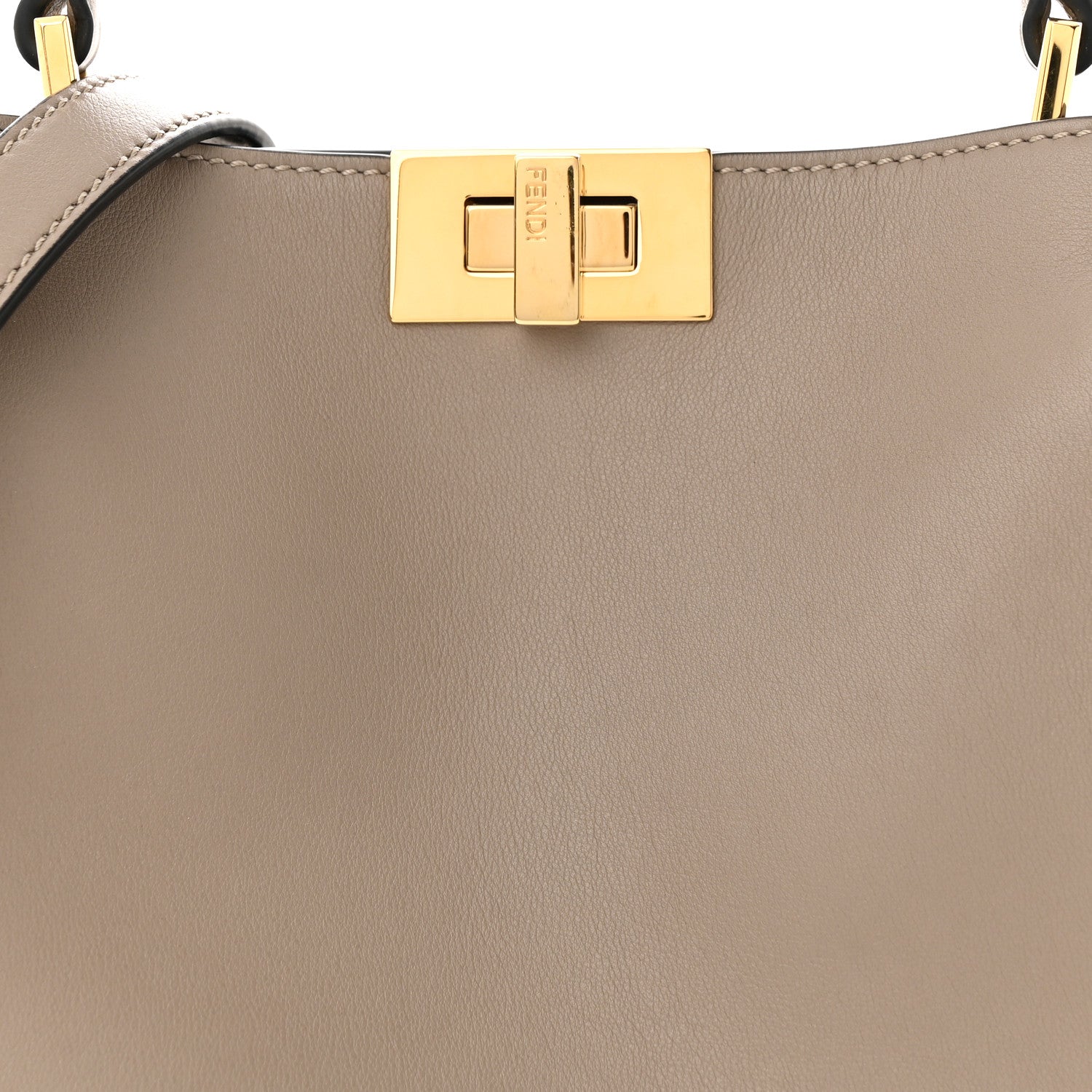 Fendi Vitello Tahiti Burro Medium Peekaboo Iconic Essentially Satchel Tortora Black 8 of 11
