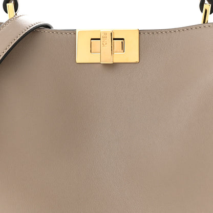 Fendi Vitello Tahiti Burro Medium Peekaboo Iconic Essentially Satchel Tortora Black 8 of 11