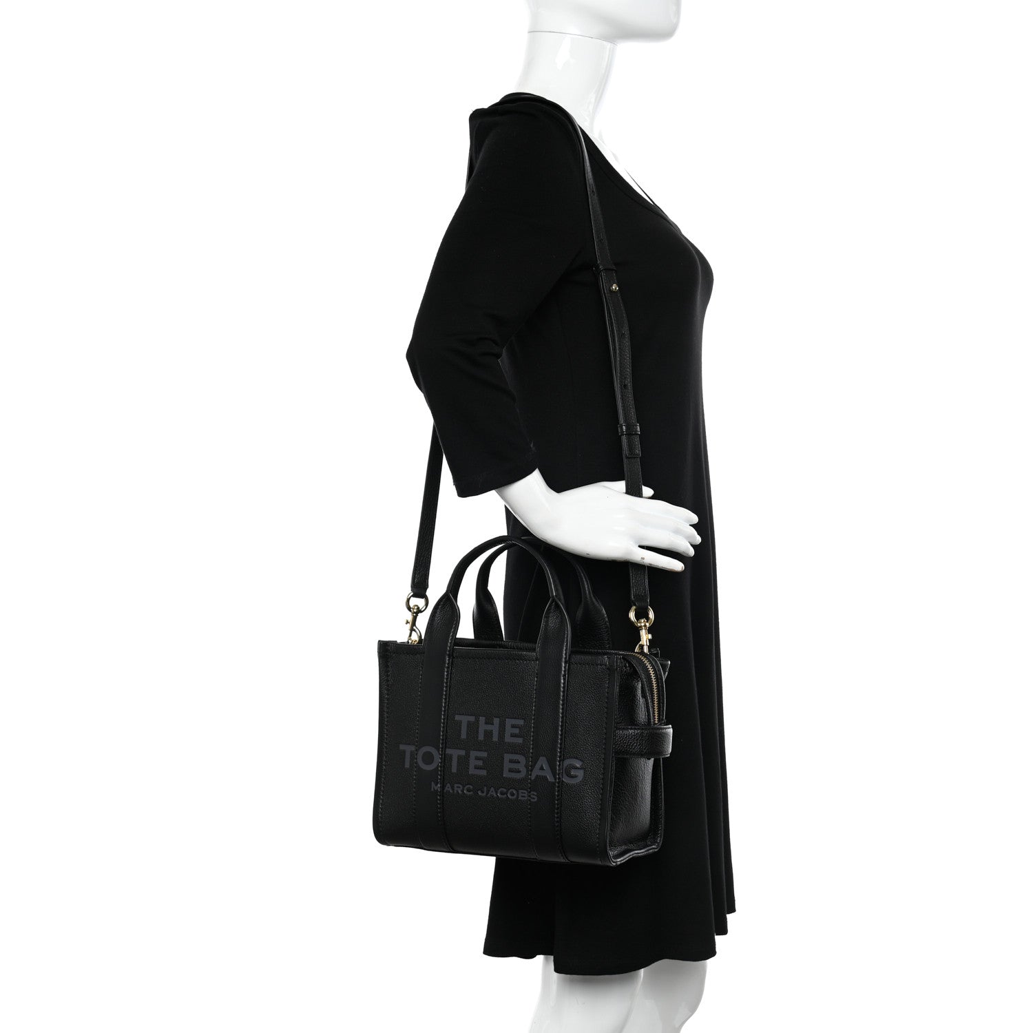 Marc Jacobs Grained Calfskin Small The Tote Bag Black 2 of 11