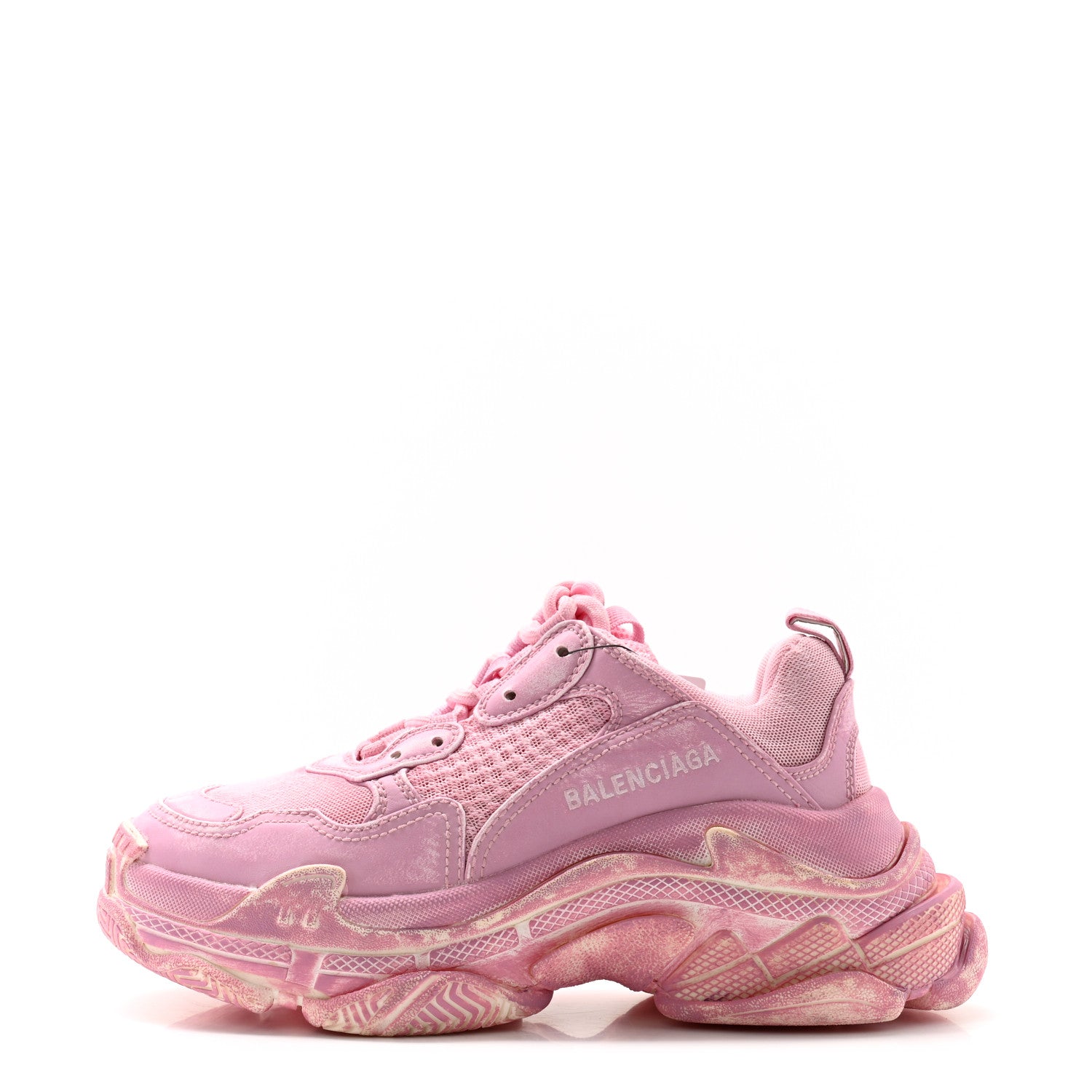 Balenciaga Fabric Mesh Distressed Womens Triple S Sneakers 36 Pink 1 of 8