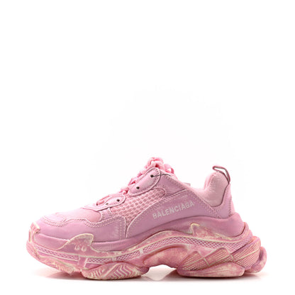 Balenciaga Fabric Mesh Distressed Womens Triple S Sneakers 36 Pink 1 of 8