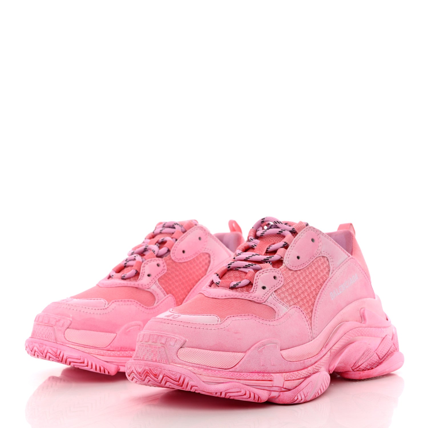 Balenciaga Fabric Mesh Distressed Womens Triple S Sneakers 40 Pink 3 of 8