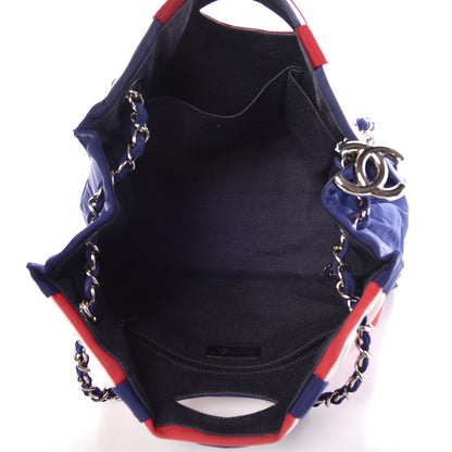 Chanel Striped Canvas CC Shopping Tote Blue Red White 5 of 7